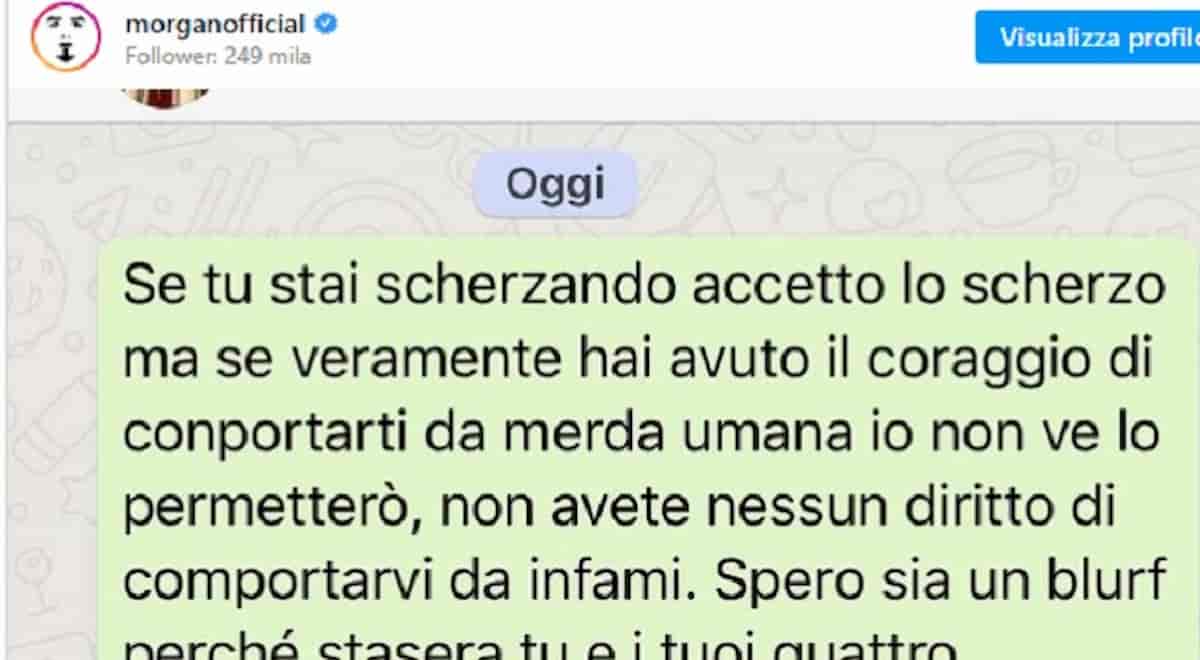 Morgan escluso dalla giuria di Sanremo Giovani pubblica i messaggi ad Amadeus: "Se fai la m***a umana..."