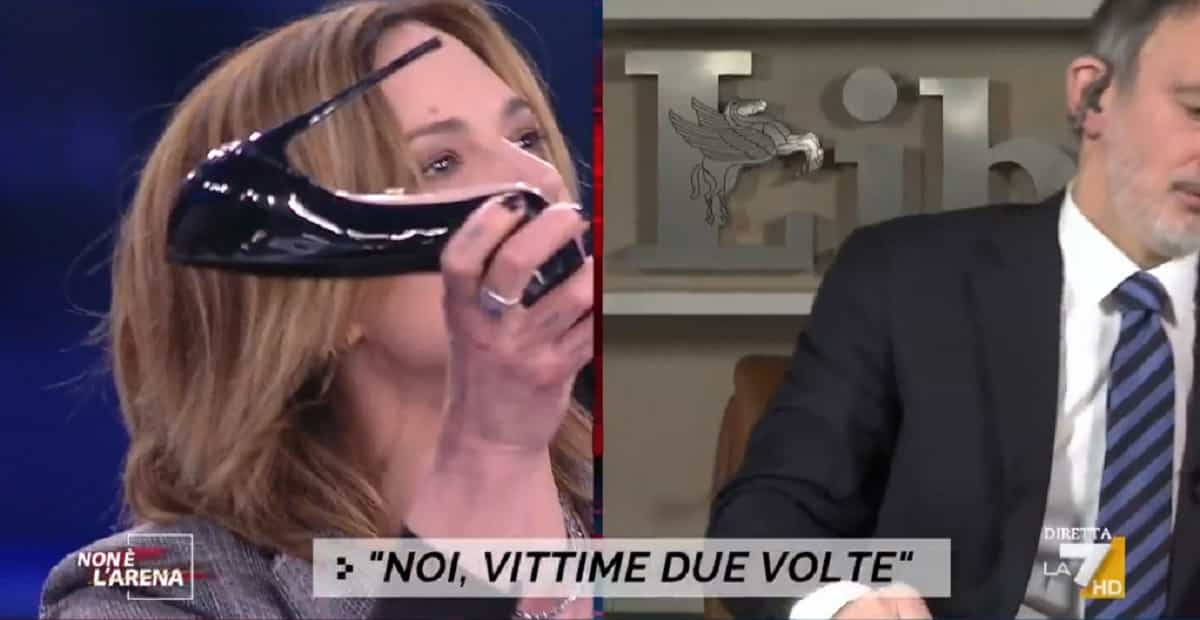Asia Argento a Non è l'arena contro Pietro Senaldi: "Ti infilo un tacco in bocca se non stai zitto" VIDEO