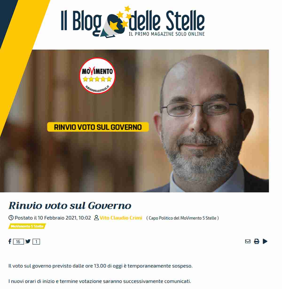 Rinvio del voto m5s