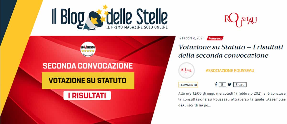 M5s, votazione Rousseau: addio al capo politico, arriva la governance collegiale a cinque