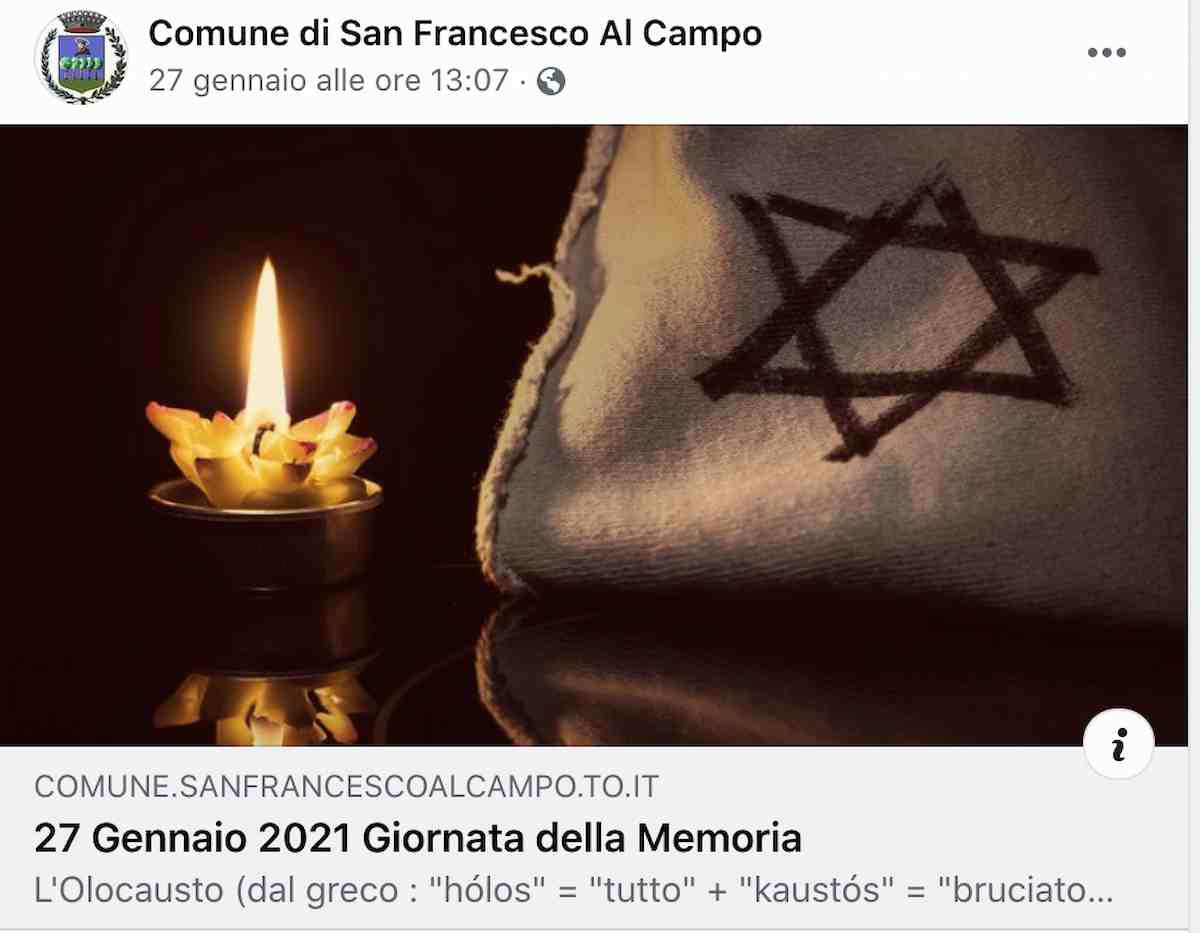San Francesco al Campo, il comune che nega Olocausto: "Morti sovrastimane per scarsa igiene nei lager"