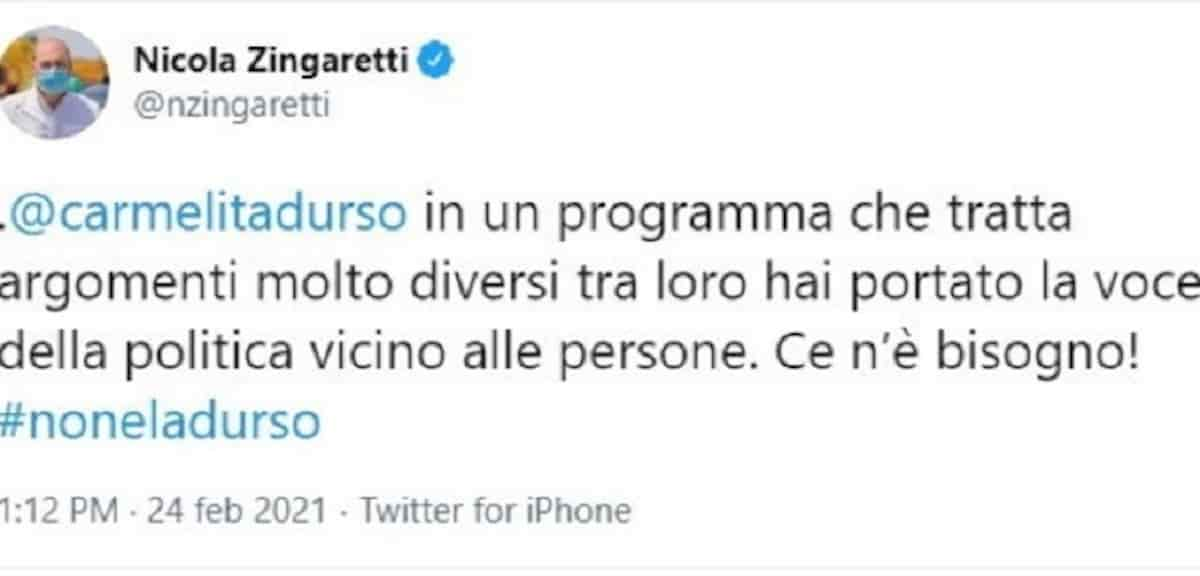 Zingaretti: c'è bisogno di D'Urso. Dursismo, eruzione cutanea di populismo di sinistra