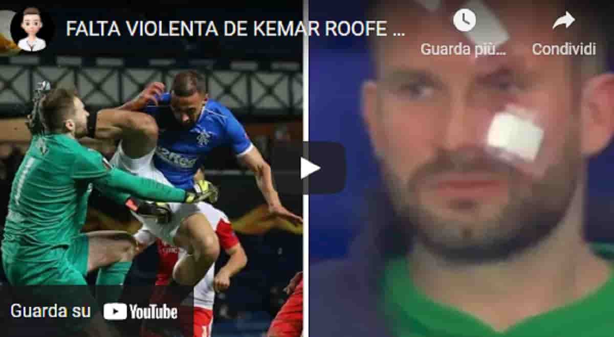 Rangers-Slavia Praga, entrata killer di Roofe sul portiere Kolar. Ecco cosa è successo VIDEO