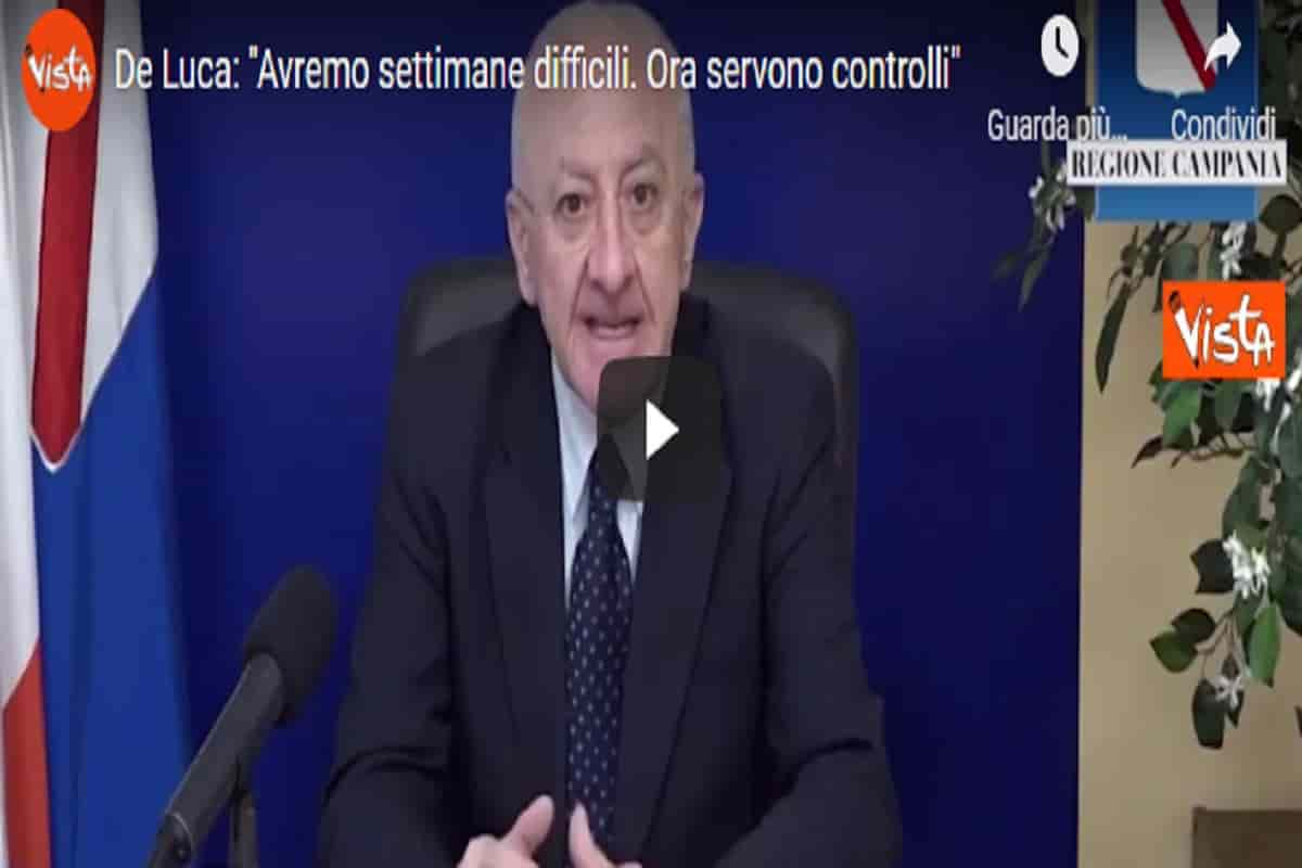 Coronavirus, De Luca: "La Campania è ormai in zona rossa. E' arrivata la terza ondata" VIDEO