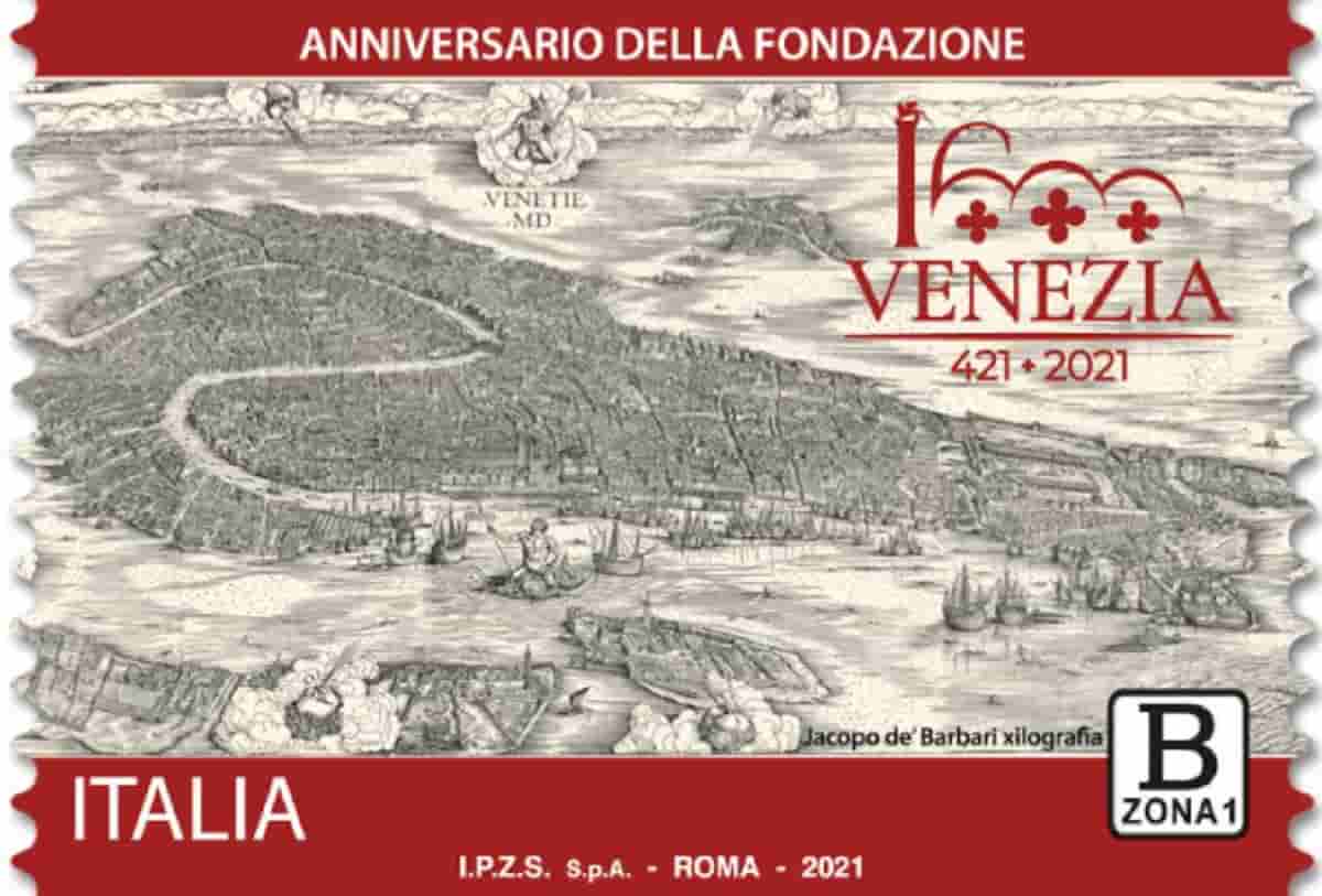 Poste Italiane, francobollo celebra Venezia per l'anniversario dei 1600 anni dalla fondazione