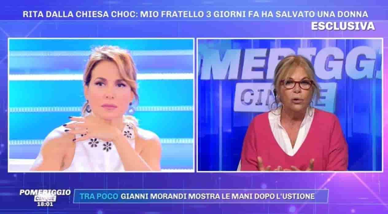 Pomeriggio 5, Rita dalla Chiesa: "Mio fratello Nando ha salvato una donna da un'aggressione"
