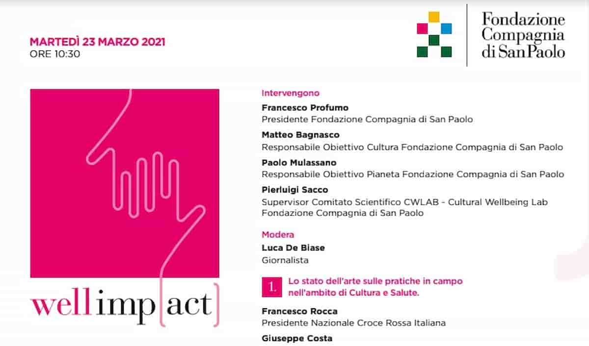 Well Impact, progetto della Compagnia di San Paolo per l'impatto della cultura sul benessere della comunità