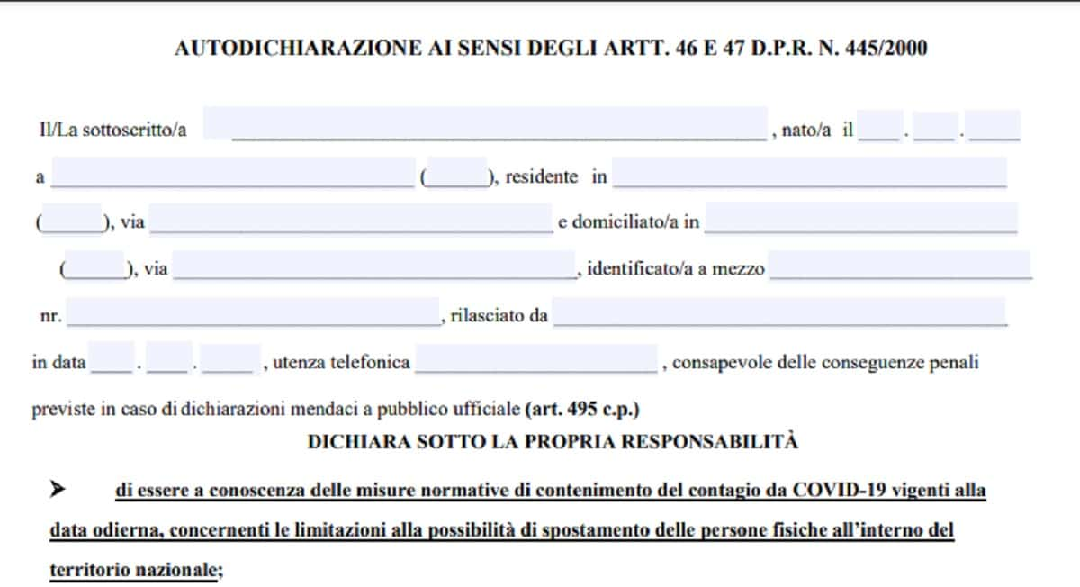 Autocertificazione spostamenti Pasqua e Pasquetta: Pdf per scaricare e stampare l'autocertificazione