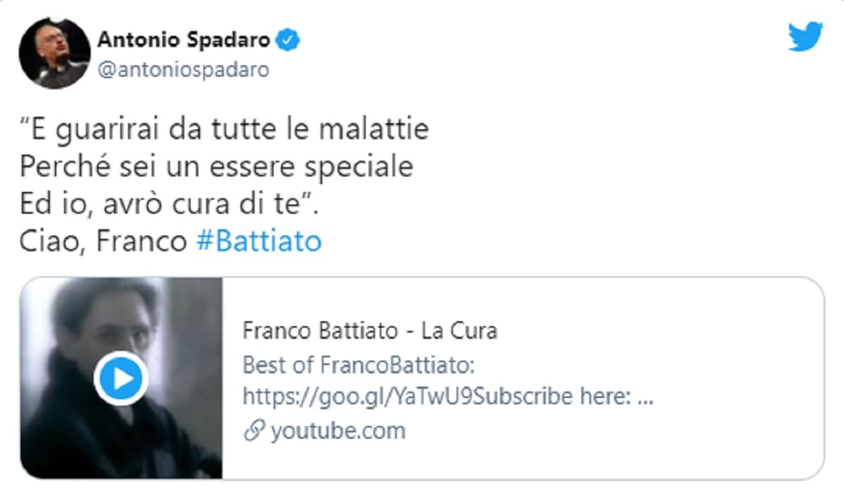 Franco Battiato, l'annuncio della morte in un tweet con video del direttore di Civiltà Cattolica