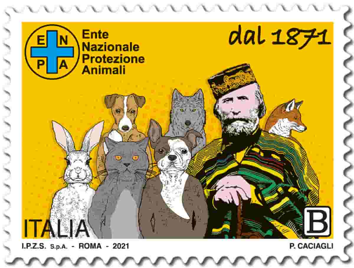 Francobollo per i 150 anni Enpa: valore, tiratura, bozzetto, vignetta con Garibaldi FOTO
