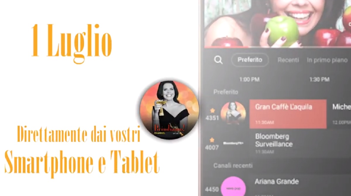 Brindiamo! Channel anche su Samsung TV Plus mobile app: canale dedicato al'iitalian lifestyle
