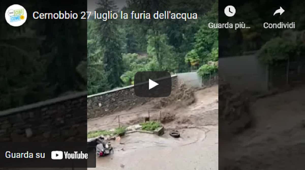 Cernobbio, ragazza scappa col motorino qualche istante prima dell'arrivo di un'ondata di fango VIDEO