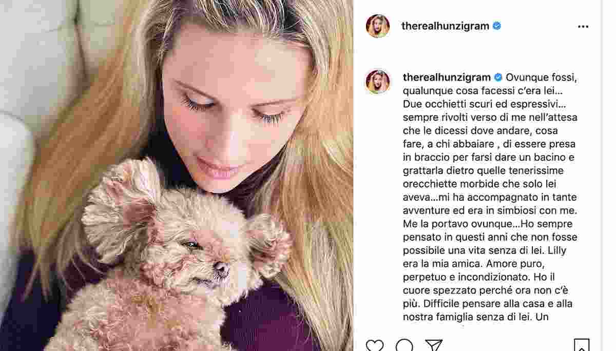 Michelle Hunziker piange la morte del suo cane Lilly su Instagram: "Non era possibile una vita senza di lei"