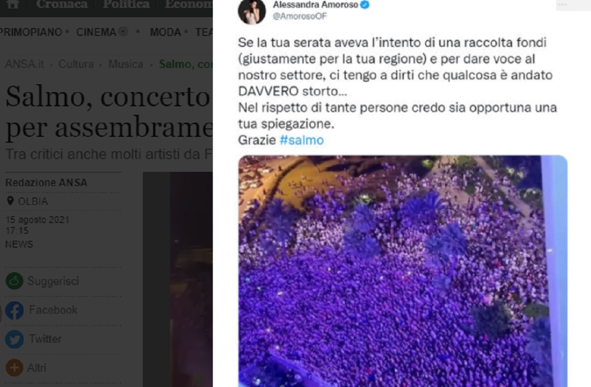 Salmo, concerto a Olbia con assembramenti e senza controlli: inchiesta e lite con Fedez