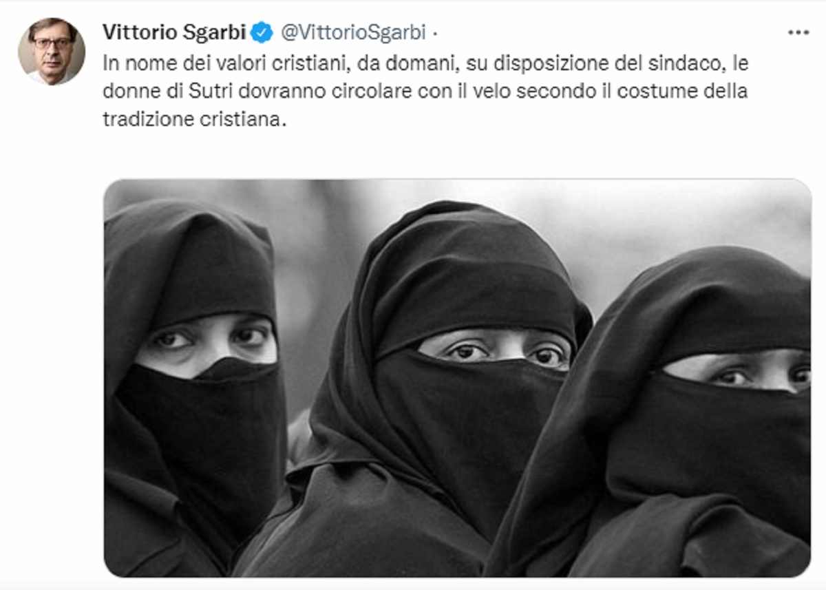 sgarbi, provocazione twitt