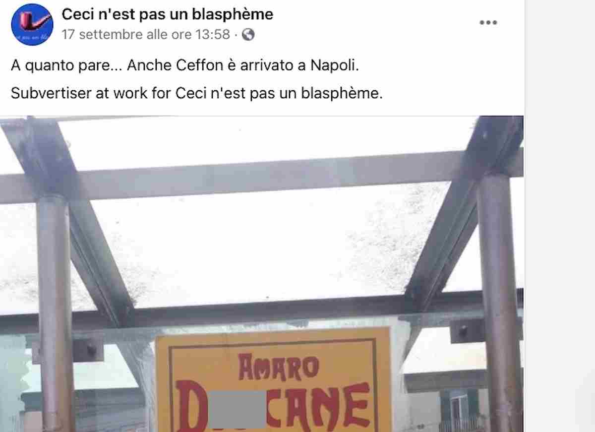 Napoli, bestemmie su finti manifesti elettorali: pubblicizzano il festival “Ceci n’est pas une blaspheme”