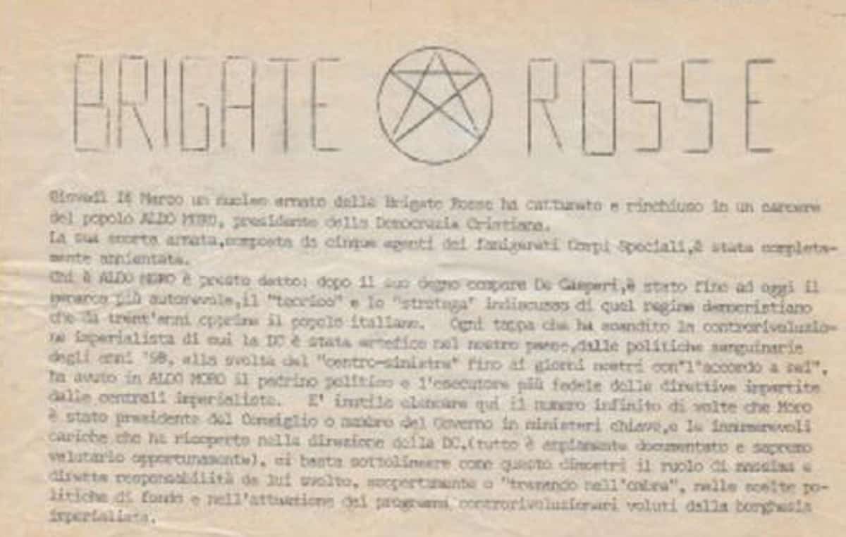 Br rivendicano il sequestro Moro, il volantino finisce all'asta: si parte da 600 euro