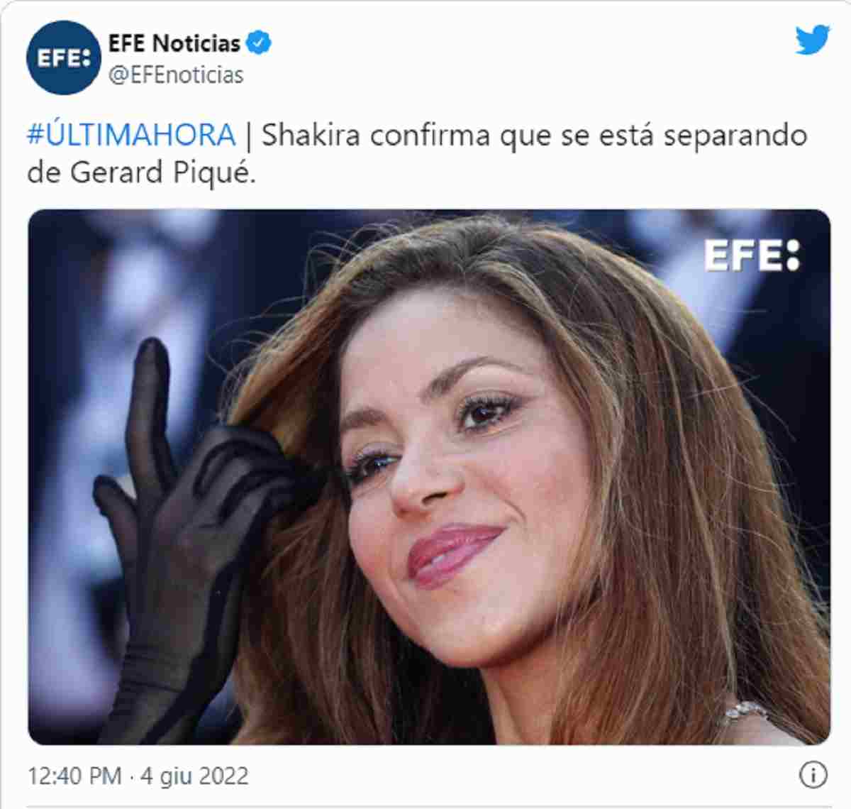 shakira e pique si sono lascaiti