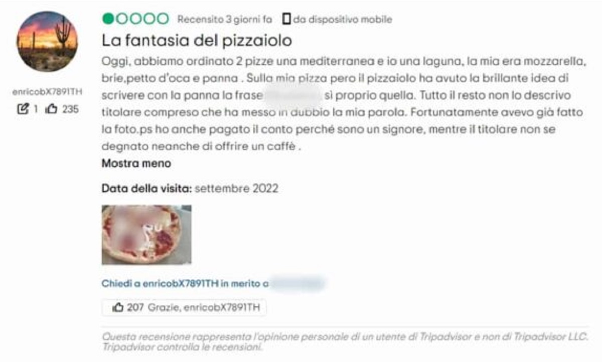 Pizza con bestemmia, anzi due: la prima è la panna (con brie e petto d'oca!)