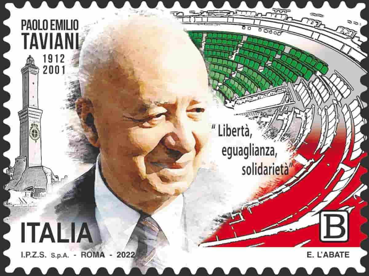 Paolo Taviani, Poste e il francobollo per commemorare i 110 anni dalla sua nascita