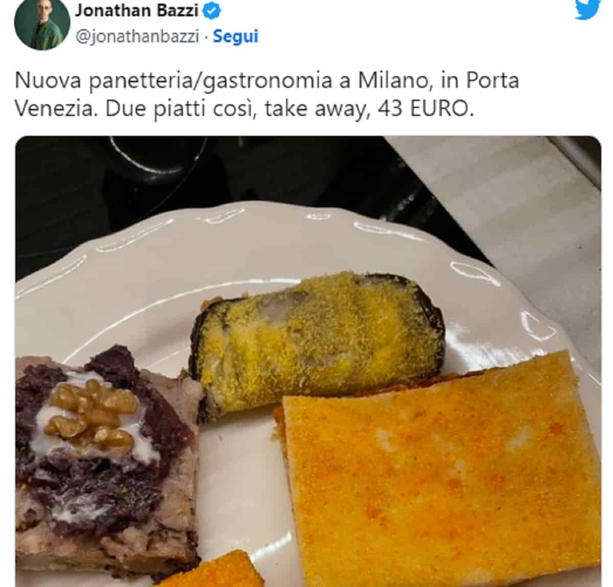 Lo scontrino da 43 euro