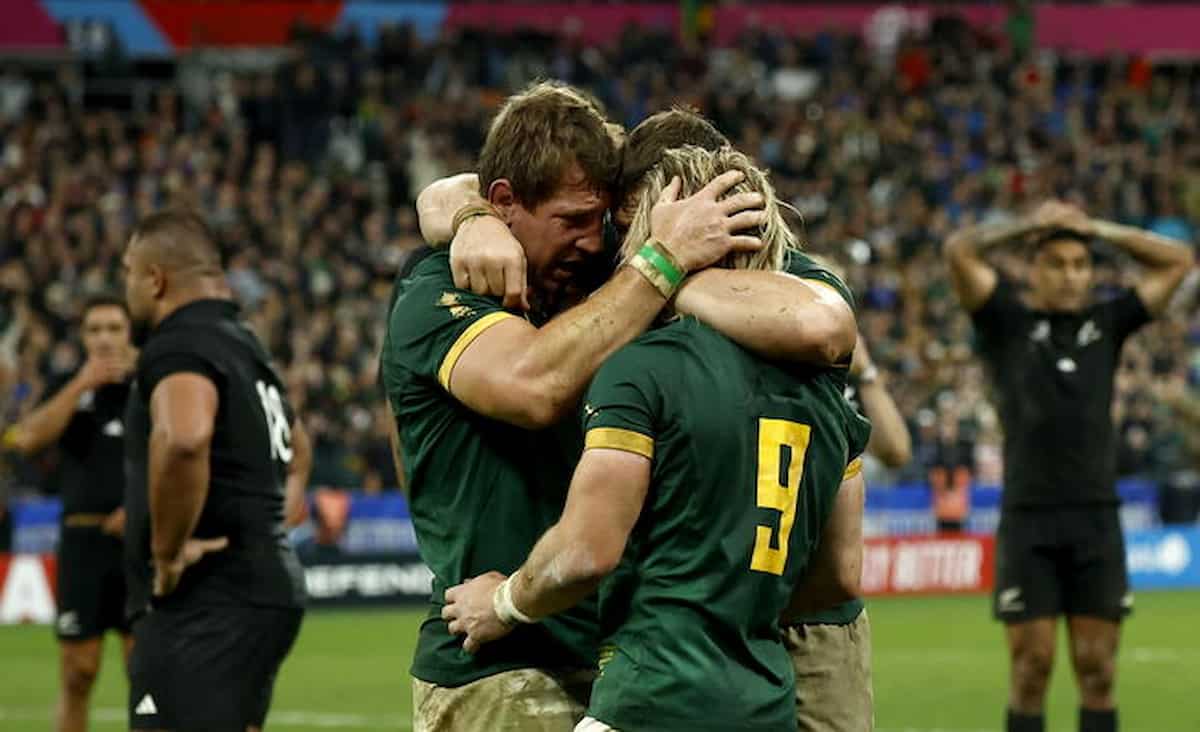 Rugby, storico Sudafrica, All Blacks domati(12-11), poker mondiale per i verde-oro allo Stade de France di Parigi