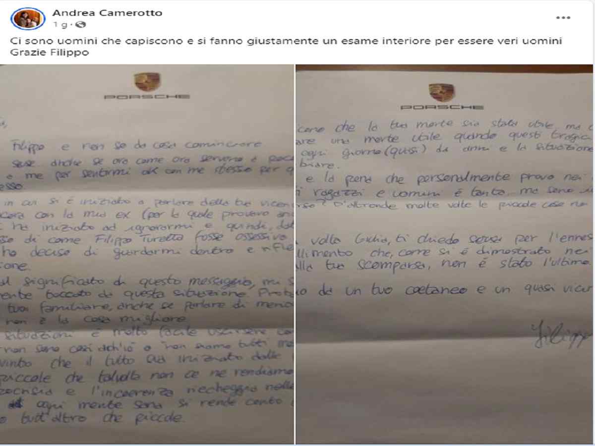 lettera tomba giulia cecchettin