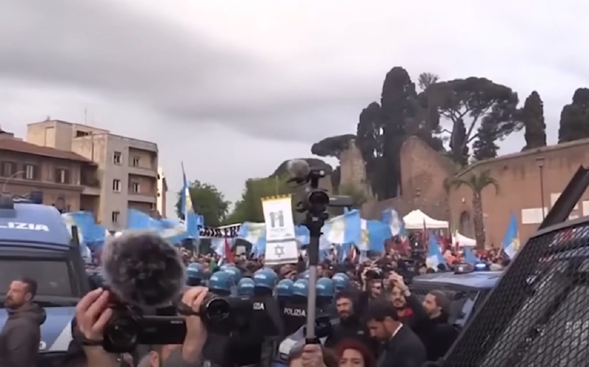 scontri brigata ebraica filopalestinesi roma